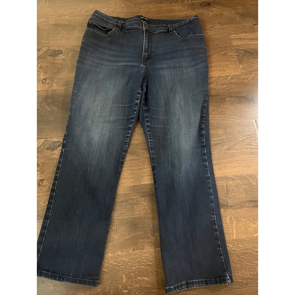 Lee Womens Relaxed‎ Fit Straight Leg Jeans Dark Wash Blue 16 Short 3051816